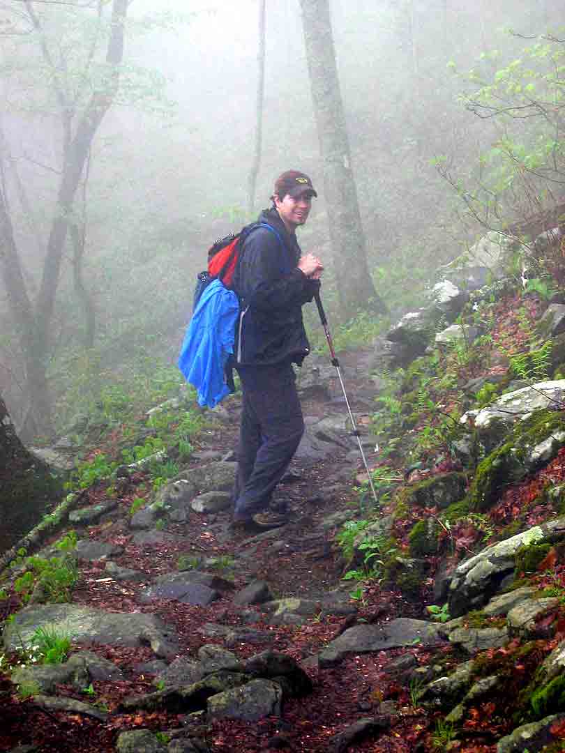 South bound climb from Unicoi Gap on a misty afternoon. This is my son, Andrew of Nashville, TN on the trail on 5-2-09.  Courtesy mc_moore77@hotmail.com